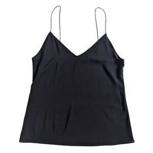 Alice + Olivia Delray Fitted V-Neck Silky Satin Tank Top in Black SZ XS